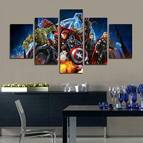YspgArt - Lienzo para pintura de pared, 5 piezas Miracle Avenger ultron super héroe, pintura de pared para el hogar, sala de estar, oficina, regalo (Unframed)…