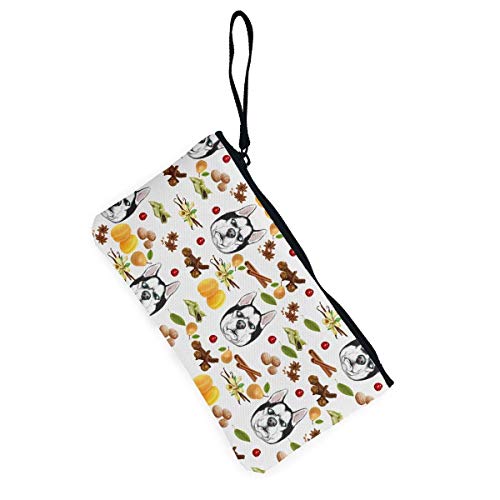 Yuanmeiju Monedero Unisex Ingredientes Husky Lona Monedero Tarjeta para teléfono móvil Bolsa con asa y Cremallera
