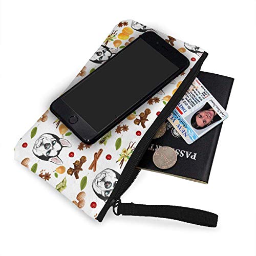 Yuanmeiju Monedero Unisex Ingredientes Husky Lona Monedero Tarjeta para teléfono móvil Bolsa con asa y Cremallera