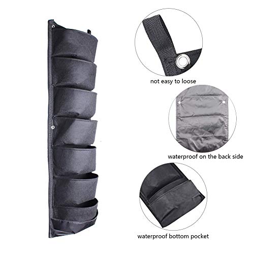 Yuccer Jardinera Vertical 7 Bolsillo Jardín Vertical para Plantas Macetero de Pared para Decoración de Interiores o al Exterior (Negro)