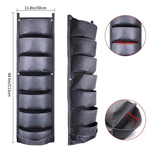 Yuccer Jardinera Vertical 7 Bolsillo Jardín Vertical para Plantas Macetero de Pared para Decoración de Interiores o al Exterior (Negro)