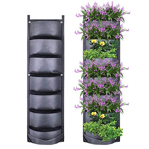 Yuccer Jardinera Vertical 7 Bolsillo Jardín Vertical para Plantas Macetero de Pared para Decoración de Interiores o al Exterior (Negro)