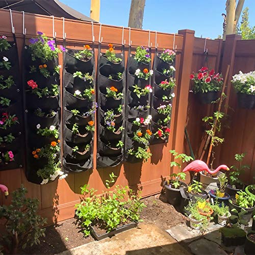 Yuccer Jardinera Vertical 7 Bolsillo Jardín Vertical para Plantas Macetero de Pared para Decoración de Interiores o al Exterior (Negro)
