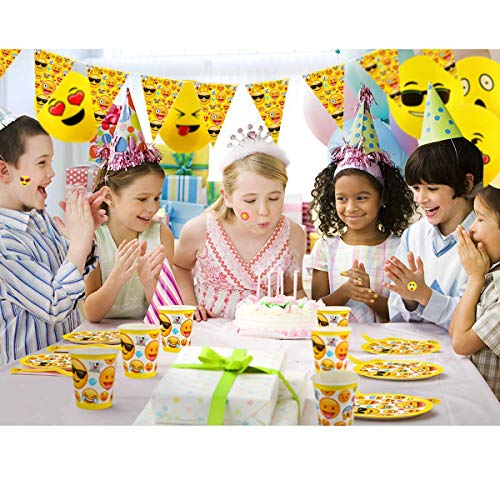 YuChiSX Emoji Emoticonos para Cumpleaños Vajilla Emoji Kit de Mesa Party Fiesta de Infantiles Cumpleaños Accesorios de Fiesta para Celebración – Articulo de Menaje para Eventos, Platos, Mantel