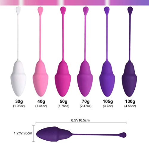 YUECHAO Kegel - Juego de 6 pelotas de silicona para entrenamiento de pélvico en el suelo, fortalece los músculos vaginales, resistente al agua, 30 g a 130 g
