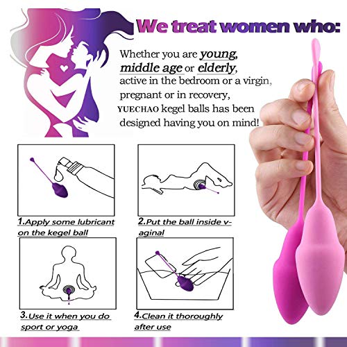 YUECHAO Kegel - Juego de 6 pelotas de silicona para entrenamiento de pélvico en el suelo, fortalece los músculos vaginales, resistente al agua, 30 g a 130 g