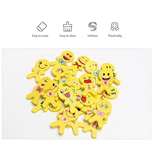 YueChen Emoji Emoticon lápiz Gomas borrar Lindos , Regalo de Regalo para la Fiesta de cumpleaños Fiesta de los niños recompensa Escolar Fiesta en el jardín (48)