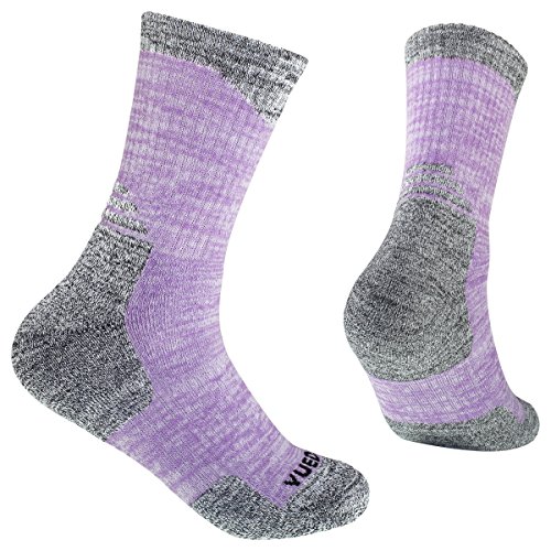 YUEDGE 3 Pares Mujeres Calcetines para Senderismo a pie Corriendo Deportes Al Aire Libre (L, Azul/Púrpura/Rosa)