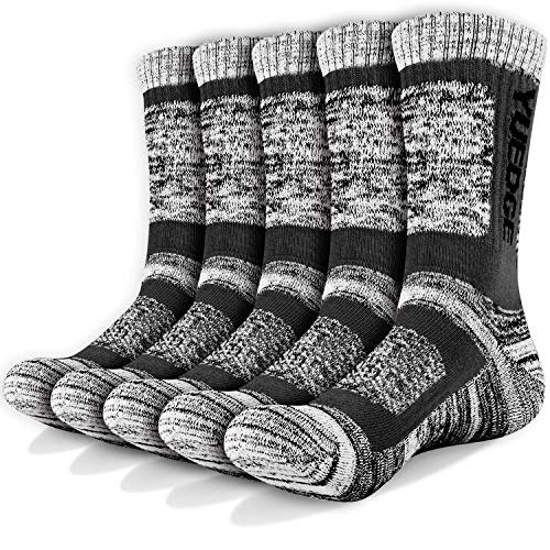 YUEDGE 5/3 Pares Hombres Senderismo Calcetines para Trekking Camping Ciclismo Tenis, Transpirable, Antideslizante, Anti-ampollas, Alto Rendimiento