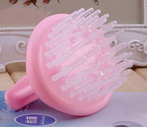 YUEMING Masajeador cuero cabelludo, masajeador de ducha，cepillo de champú，cepillo de champú del cuero cabelludo masaje peine de silicona suave para hombres y mujeres Rosa
