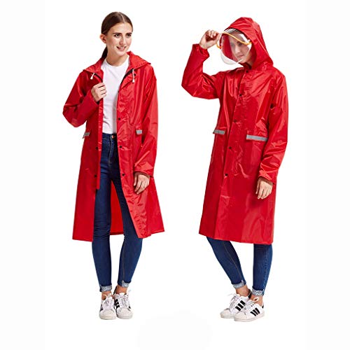 YueOutdoor Moda de una Pieza Impermeable al Aire Libre Viajes Poncho Hombres y Mujeres Cortaviento Impermeable Larga (Color : Rojo, Tamaño : XL)