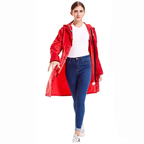 YueOutdoor Moda de una Pieza Impermeable al Aire Libre Viajes Poncho Hombres y Mujeres Cortaviento Impermeable Larga (Color : Rojo, Tamaño : XL)