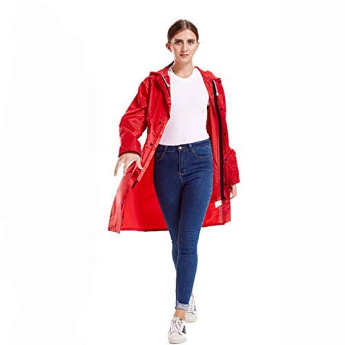 YueOutdoor Moda de una Pieza Impermeable al Aire Libre Viajes Poncho Hombres y Mujeres Cortaviento Impermeable Larga (Color : Rojo, Tamaño : XL)