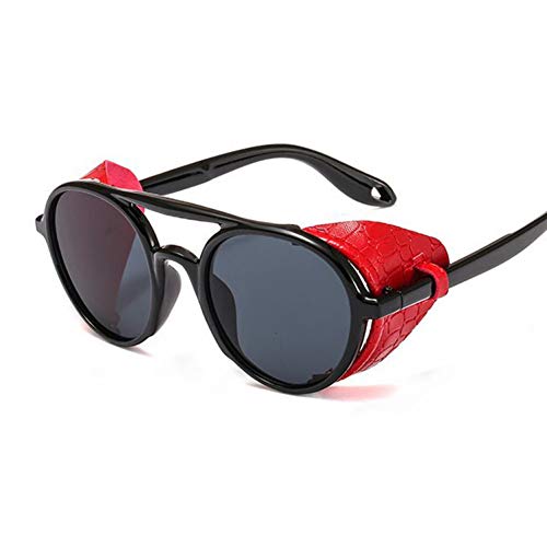 YUHANGH Gafas de Sol Steampunk ovales Retro Hombres Mujeres Gafas de protección Lateral Marco de Metal Lente de Espejo gótico Gafas de Sol