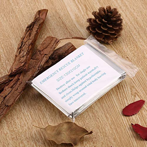 YUIO - Manta térmica impermeable desechable para supervivencia militar y emergencia, para rescate de emergencia, color plateado