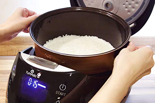 Yum Asia Olla arrocera Sakura con Cuenco de cerámica y lógica difusa Micom, 6 Funciones de cocción de arroz, 6 Funciones de multicocina, Pantalla LED Motouch (1.5l) 220-240V UK/EU (Negro y Plata)