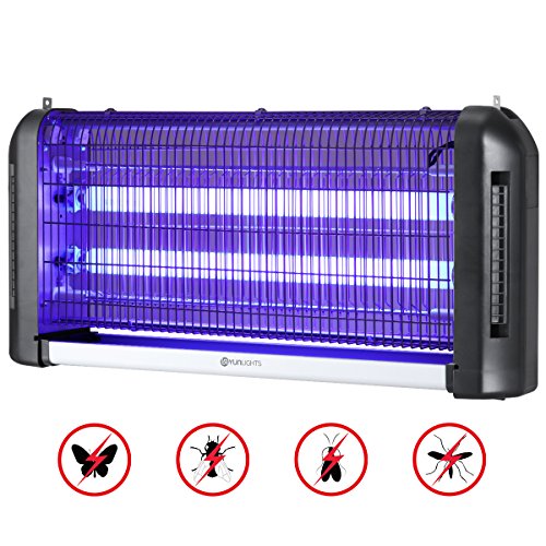 YUNLIGHTS 30W Lampara Antimosquitos Electrico con luz UV para Interiores al Aire Libre - Independiente o Colgante de Pared