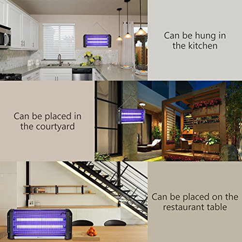 YUNLIGHTS 30W Lampara Antimosquitos Electrico con luz UV para Interiores al Aire Libre - Independiente o Colgante de Pared