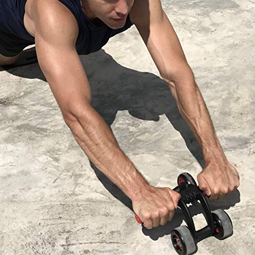 YUNMAI Rodillo Abdominal de 4 Ruedas para Mujeres Hombres Diseño Multipropósito Durable Trapezoidal Silencioso con Freno y Esterilla Rodillera Ejercicio Gimnasia Oficina en Casa (Negro)