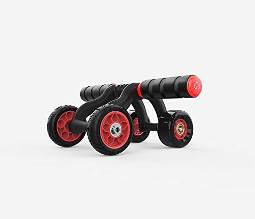 YUNMAI Rodillo Abdominal de 4 Ruedas para Mujeres Hombres Diseño Multipropósito Durable Trapezoidal Silencioso con Freno y Esterilla Rodillera Ejercicio Gimnasia Oficina en Casa (Negro)