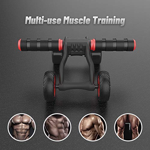 YUNMAI Rodillo Abdominal de 4 Ruedas para Mujeres Hombres Diseño Multipropósito Durable Trapezoidal Silencioso con Freno y Esterilla Rodillera Ejercicio Gimnasia Oficina en Casa (Negro)