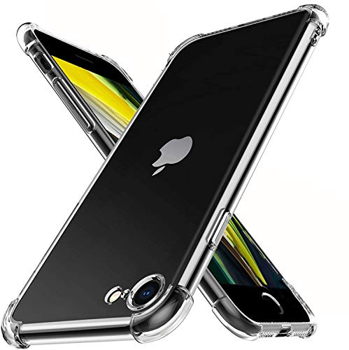 YUSSHENG Fundas iPhone 8,Funda iPhone 7,Carcasa Protectora Antigolpes Transparente con Parachoques de TPU Suave [Slim Delgada] Anti-Choques Compatible para iPhone SE/7/8 4.7” - Transparente