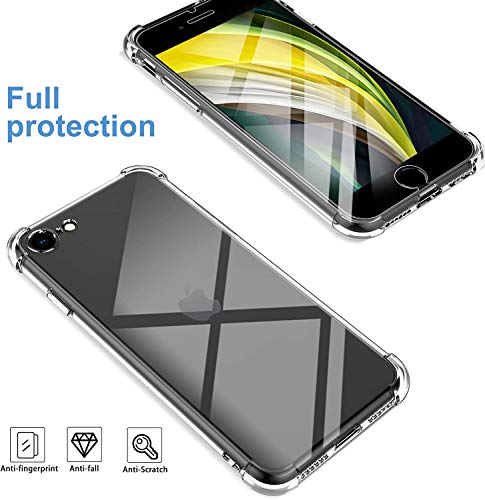 YUSSHENG Fundas iPhone 8,Funda iPhone 7,Carcasa Protectora Antigolpes Transparente con Parachoques de TPU Suave [Slim Delgada] Anti-Choques Compatible para iPhone SE/7/8 4.7” - Transparente