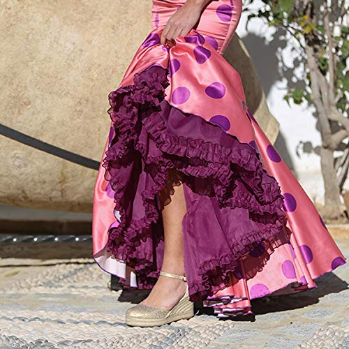 Yute Plataforma Alta 7 Cuerdas Cuña Esparto (38, Metal Oro)