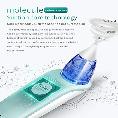 YUXINCAI 2 En 1 Aspirador Nasal Eléctrico Portátil, para Adultos a Puntos Negros, con Carga USB, Pantalla LCD con 7 Niveles De Succión, 5 Tamaños, Puntas De Silicona para Recién Nacidos Y Adultos