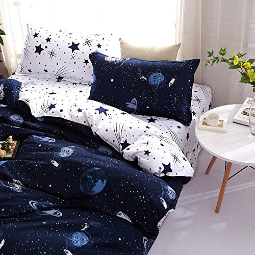 YuYang Juego de sábanas cómodas y Suaves Juego de Ropa de Cama con, Diseño planetario, 100% poliéster, antialérgico, Anti decoloración, impresión HD para Todo el Mundo 228_x_228_cm