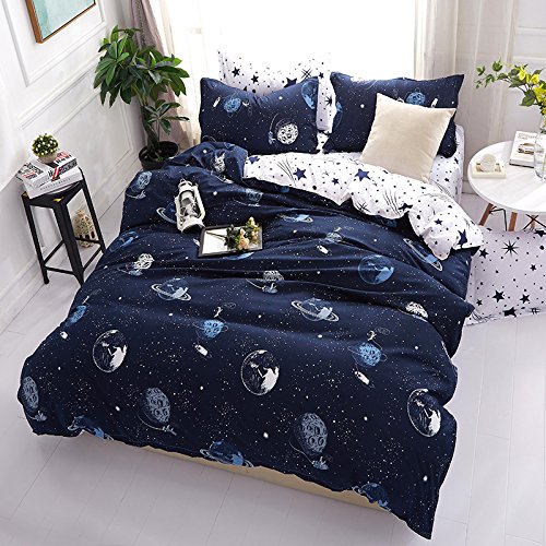YuYang Juego de sábanas cómodas y Suaves Juego de Ropa de Cama con, Diseño planetario, 100% poliéster, antialérgico, Anti decoloración, impresión HD para Todo el Mundo 228_x_228_cm