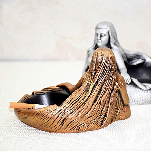 YUYUAN-001 Creativo Retro Cenicero Logotipo Personalizado Grande Europeo Personalidad Casera Novio Regalo de Cumpleaños Sala de Estar Decoración (Color : Oro)