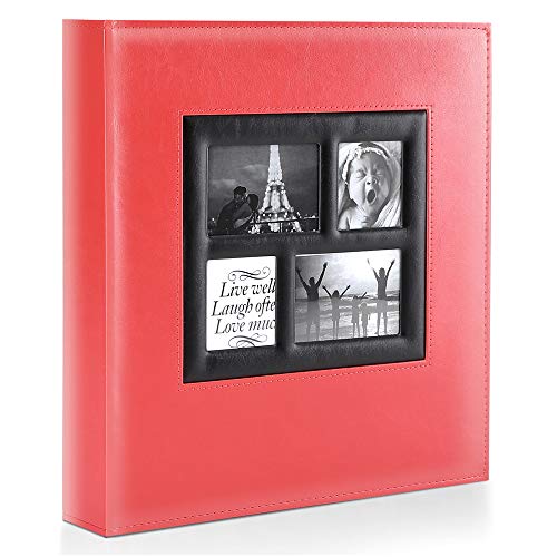 Ywlake - Álbum de fotos de 10 x 15 cm, con bolsillos, gran álbum de fotos, funda de piel para Wedding Family (500 bolsillos, rojo)