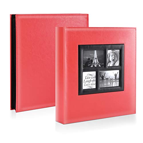 Ywlake - Álbum de fotos de 10 x 15 cm, con bolsillos, gran álbum de fotos, funda de piel para Wedding Family (500 bolsillos, rojo)