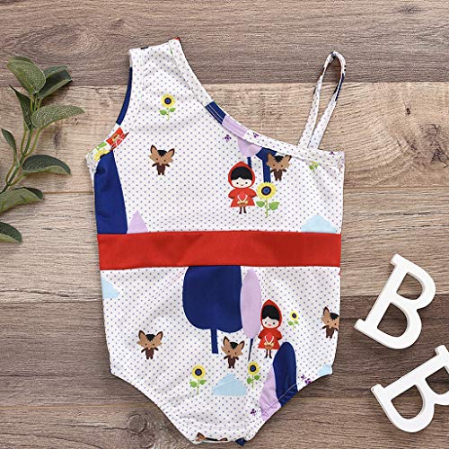 YWLINK BañAdor Verano NiñA Mono Sin Mangas con Lazo Y Estampado De SandíA Un Traje De BañO Bikini Transpirable Casual Ropa De Playa para Vacaciones(Rojo,4-5 años)