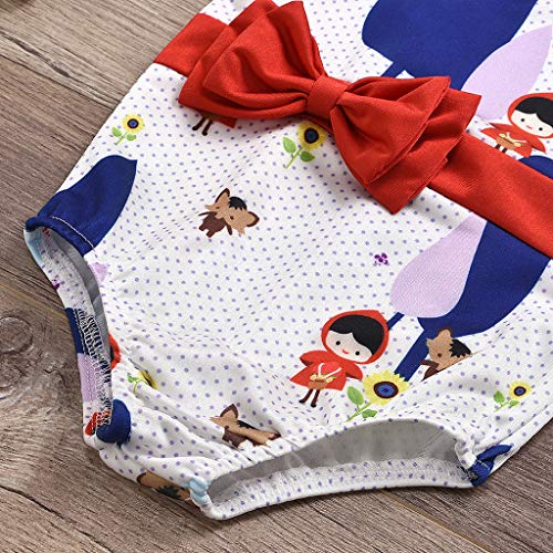 YWLINK BañAdor Verano NiñA Mono Sin Mangas con Lazo Y Estampado De SandíA Un Traje De BañO Bikini Transpirable Casual Ropa De Playa para Vacaciones(Rojo,4-5 años)