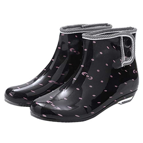 YWLINK Botas De Lluvia De Jalea Moda para Mujer Tubo Corto Hebilla De JardíN Antideslizante Zapatos De Agua Zapatos Establecidos Botas De Nieve Transpirable TamañO Grande PVC Casual(Rosado,40EU)