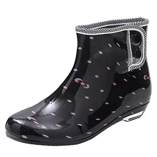 YWLINK Botas De Lluvia De Jalea Moda para Mujer Tubo Corto Hebilla De JardíN Antideslizante Zapatos De Agua Zapatos Establecidos Botas De Nieve Transpirable TamañO Grande PVC Casual(Rosado,40EU)
