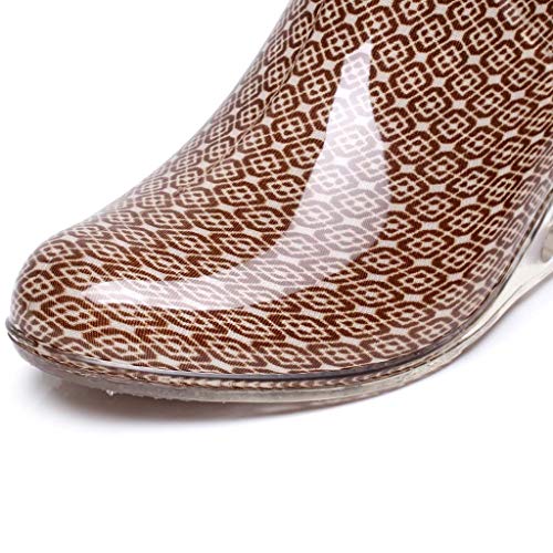 YWLINK Botas De Lluvia Mujer Botas De Nieve Estilo Punk TamañO Grande Zapatos con CuñA Transparentes Zapatos De Goma Zapatos De Agua Transpirable Calzado Industrial ConstruccióN(Caqui,37EU)