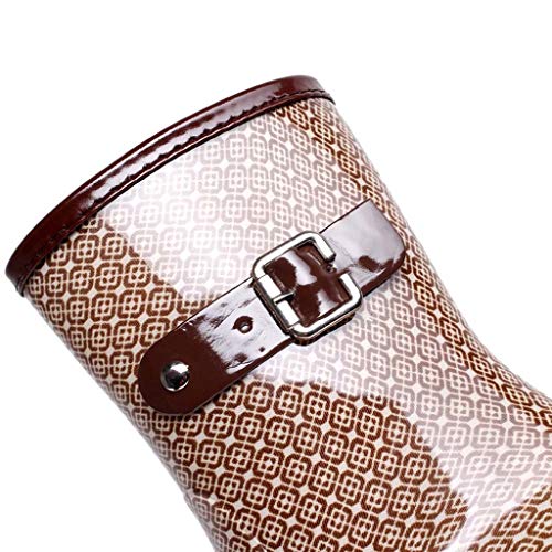 YWLINK Botas De Lluvia Mujer Botas De Nieve Estilo Punk TamañO Grande Zapatos con CuñA Transparentes Zapatos De Goma Zapatos De Agua Transpirable Calzado Industrial ConstruccióN(Caqui,37EU)