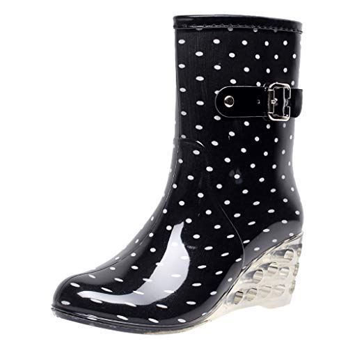 YWLINK Botas De Lluvia Mujer Hunter Zapatos CuñA Botas De Lluvia Hebilla con Cremallera Lateral Transparentes Zapatos De Goma Moda Casual Antideslizante Botas De Nieve PVC TamañO Grande(Blanco,39EU)