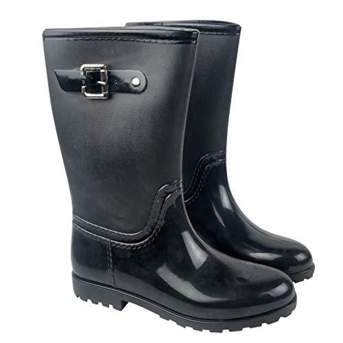YWLINK Botas De Lluvia Mujer Impermeable Moda Zapatos Antideslizantes Botas De Nieve Tubo Medio Alto Zapatos De Agua PVC Calzado Industrial ConstruccióN Caucho TamañO Grande Transpirable(Negro,39EU)