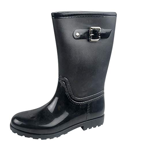YWLINK Botas De Lluvia Mujer Impermeable Moda Zapatos Antideslizantes Botas De Nieve Tubo Medio Alto Zapatos De Agua PVC Calzado Industrial ConstruccióN Caucho TamañO Grande Transpirable(Negro,39EU)