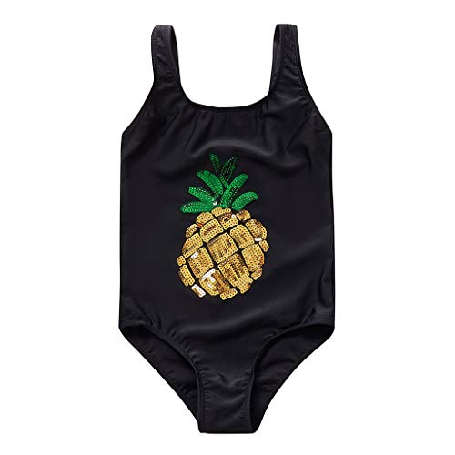 YWLINK Traje De BañO De Verano Mono Sin Mangas para NiñA Mezcla De AlgodóN BañAdor con Estampado De PiñA Un Traje De BañO Bikini Protector Solar De Playa Ropa De NatacióN Transpirable Casual