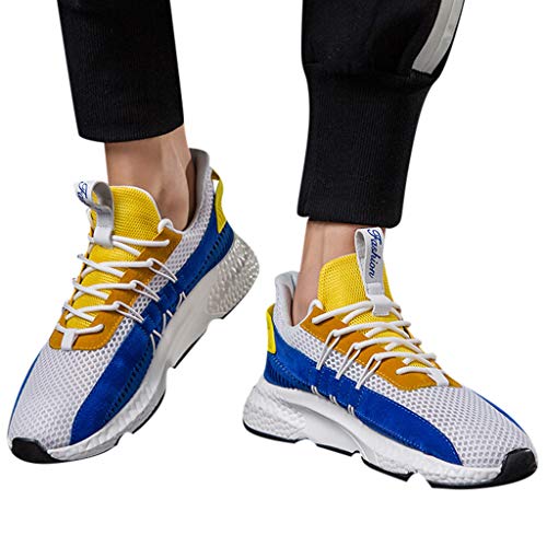 YWLINK Zapatos Hombres,De Deporte Transpirables Tejidos La Plataforma Al Aire Libre De La Malla Zapatillas Deportivas Casuales Antideslizante Ciclismo MontañIsmo El FúTbol(Amarillo,40EU)