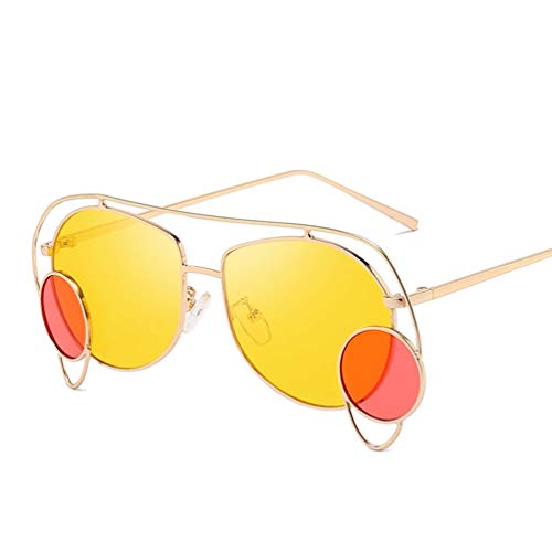 YWYU 2019 Nueva Personalidad Gafas de Sol Tendencia Unisex Street Flash Gafas de Sol Moda Irregular Marco de Metal (Color : C)
