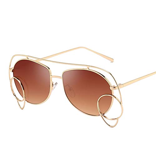 YWYU 2019 Nueva Personalidad Gafas de Sol Tendencia Unisex Street Flash Gafas de Sol Moda Irregular Marco de Metal (Color : E)