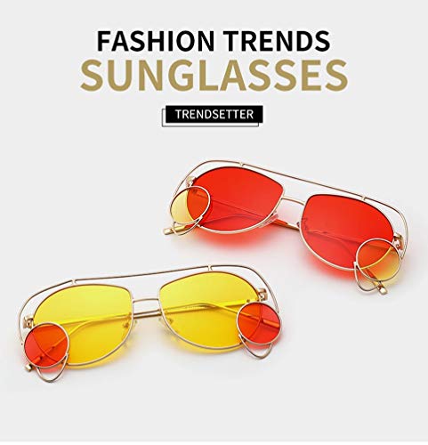 YWYU 2019 Nueva Personalidad Gafas de Sol Tendencia Unisex Street Flash Gafas de Sol Moda Irregular Marco de Metal (Color : F)