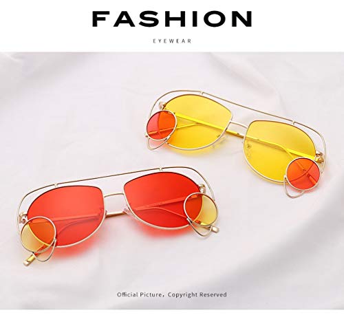 YWYU 2019 Nueva Personalidad Gafas de Sol Tendencia Unisex Street Flash Gafas de Sol Moda Irregular Marco de Metal (Color : F)