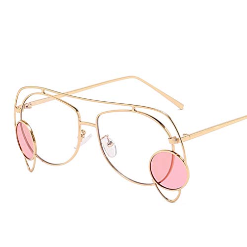 YWYU 2019 Nueva Personalidad Gafas de Sol Tendencia Unisex Street Flash Gafas de Sol Moda Irregular Marco de Metal (Color : F)